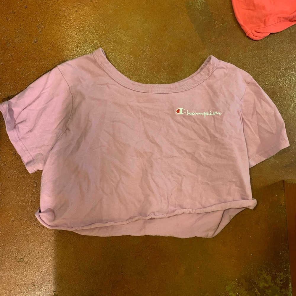 cropped pink champion tee